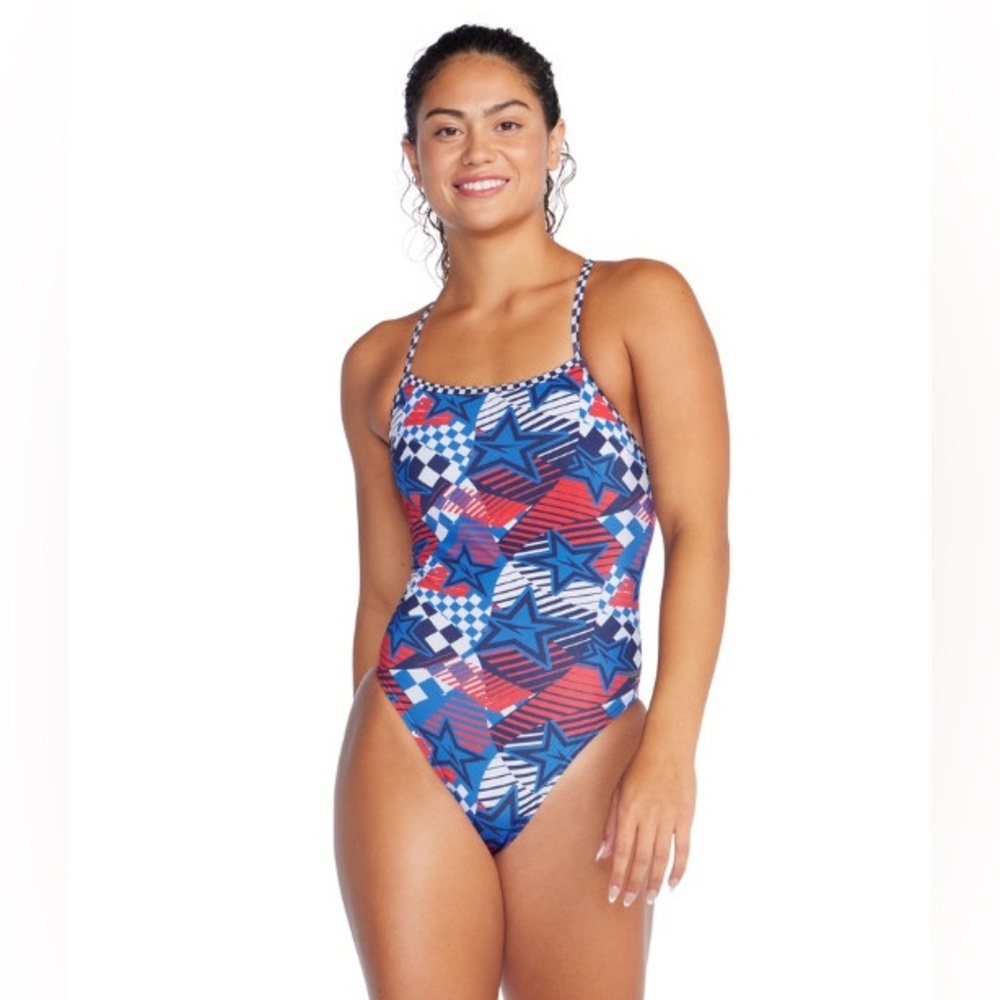 Women's Speedo Overdrive True Cobalt Cross Back One Piece Swimsuit~32/Small~$58